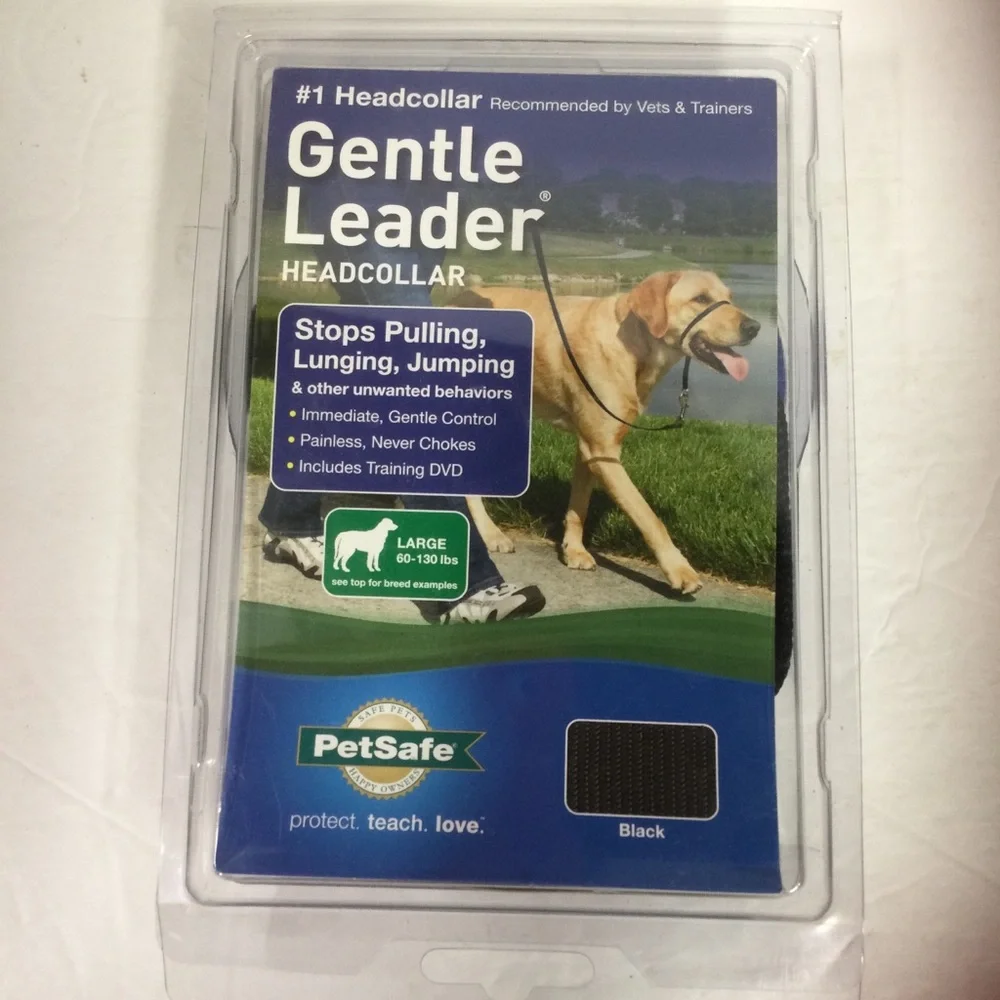 PetSafe Gentle Leader Dog, Head Collar, No-Pull,Lunging,Jumping -Black Sz L